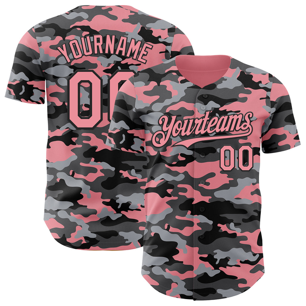 Custom Camo Medium Pink-Black Salute To Service Authentic Baseball Jersey