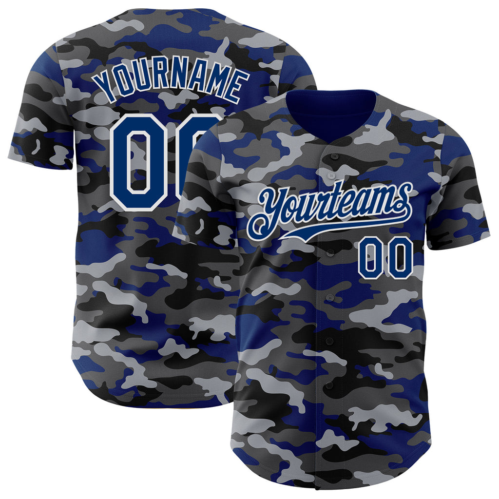 Custom Camo US Navy Blue-White Salute To Service Authentic Baseball Jersey