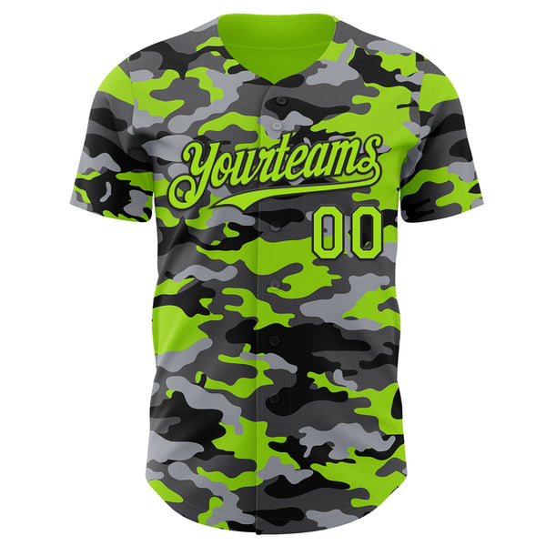 Custom Camo Neon Green-Black Salute To Service Authentic Baseball Jersey