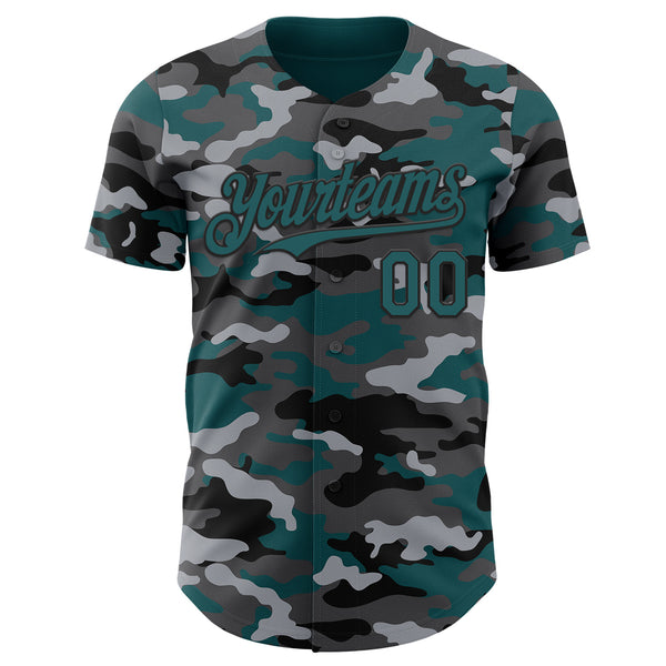 Custom Camo Midnight Green-Black Salute To Service Authentic Baseball Jersey