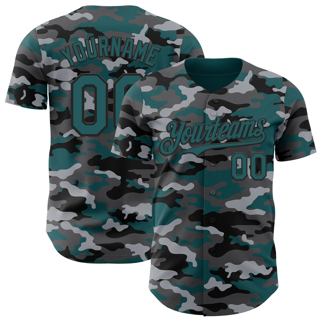 Custom Camo Midnight Green-Black Salute To Service Authentic Baseball Jersey
