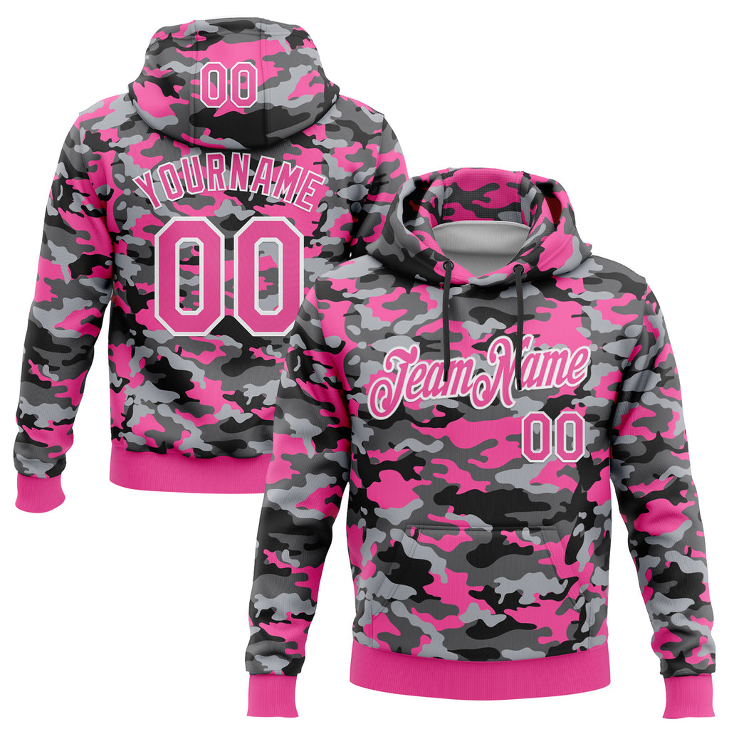 Custom Stitched Camo Pink-White Salute To Service Pullover Sweatshirt Hoodie