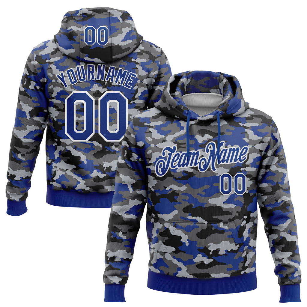 Custom Stitched Camo Royal-White Salute To Service Pullover Sweatshirt Hoodie