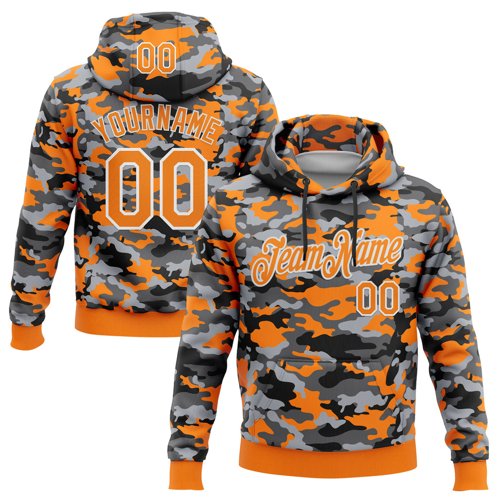 Custom Stitched Camo Bay Orange-White Salute To Service Pullover Sweatshirt Hoodie