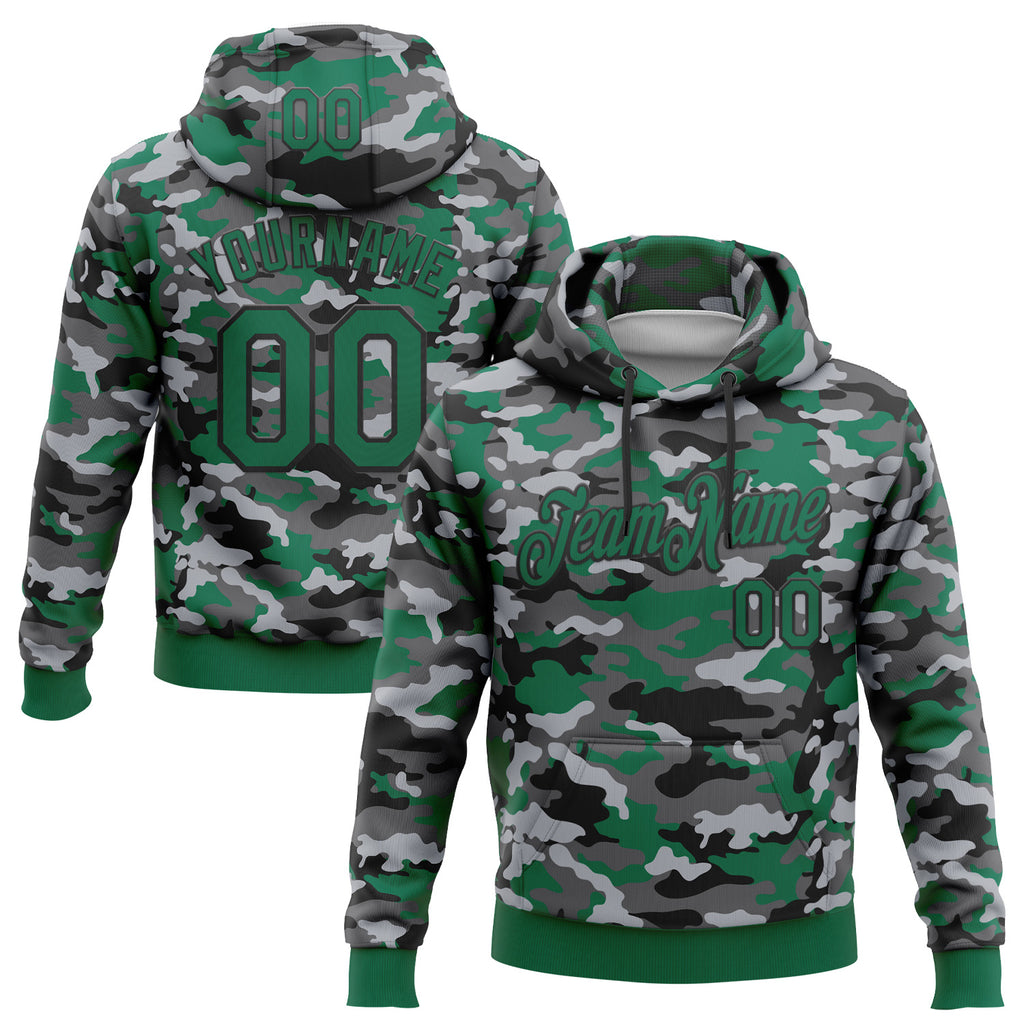Custom Stitched Camo Kelly Green-Black Salute To Service Pullover Sweatshirt Hoodie