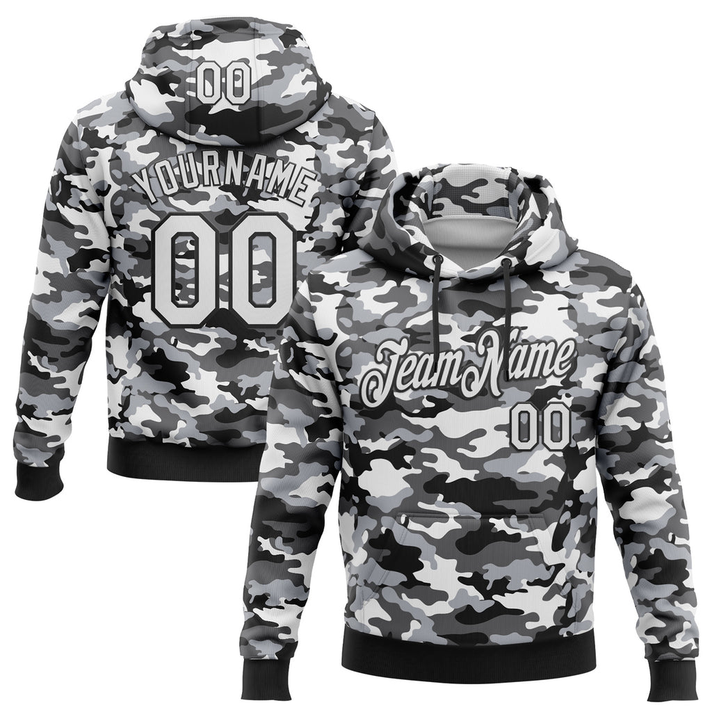 Custom Stitched Camo White-Black Salute To Service Pullover Sweatshirt Hoodie