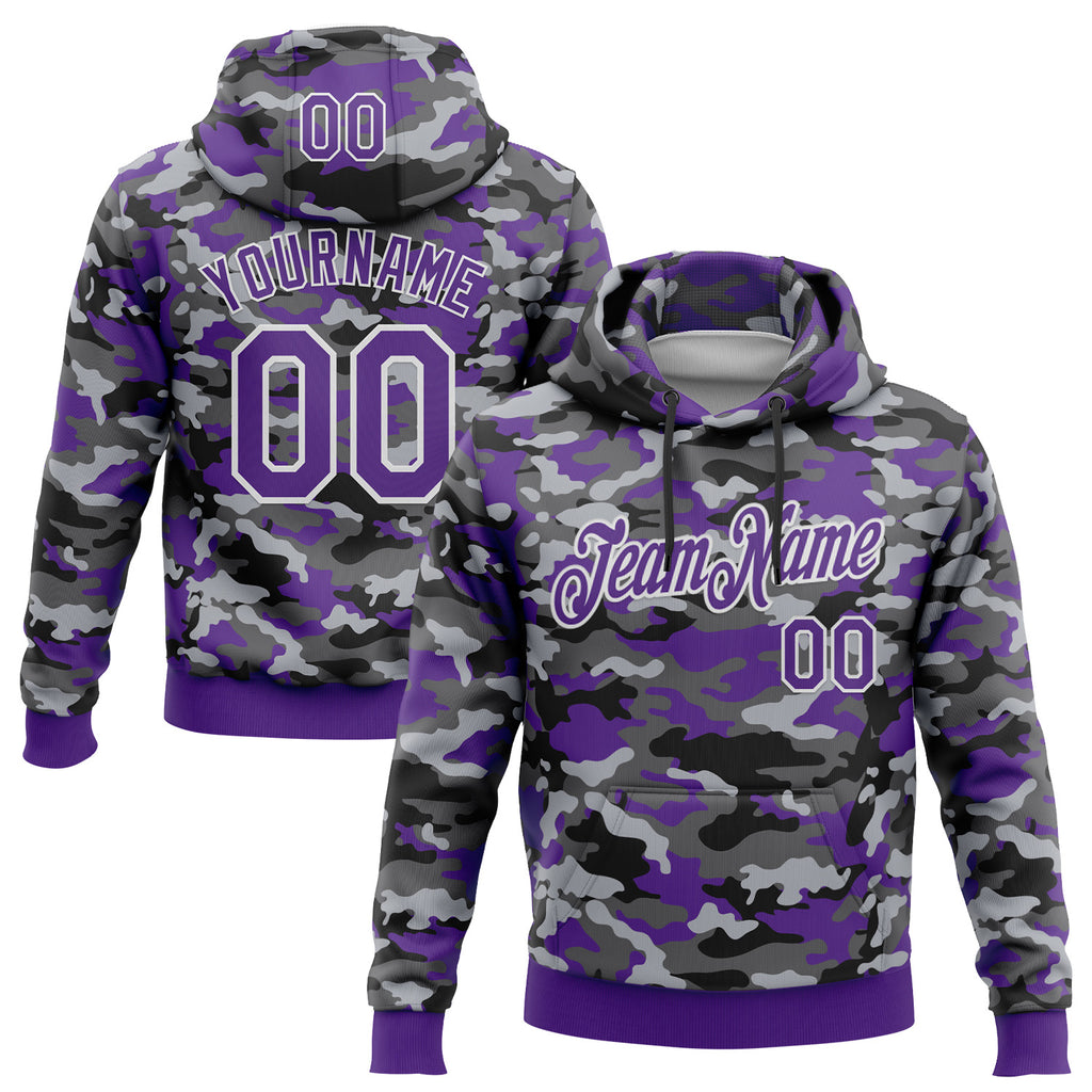Custom Stitched Camo Purple-White Salute To Service Pullover Sweatshirt Hoodie