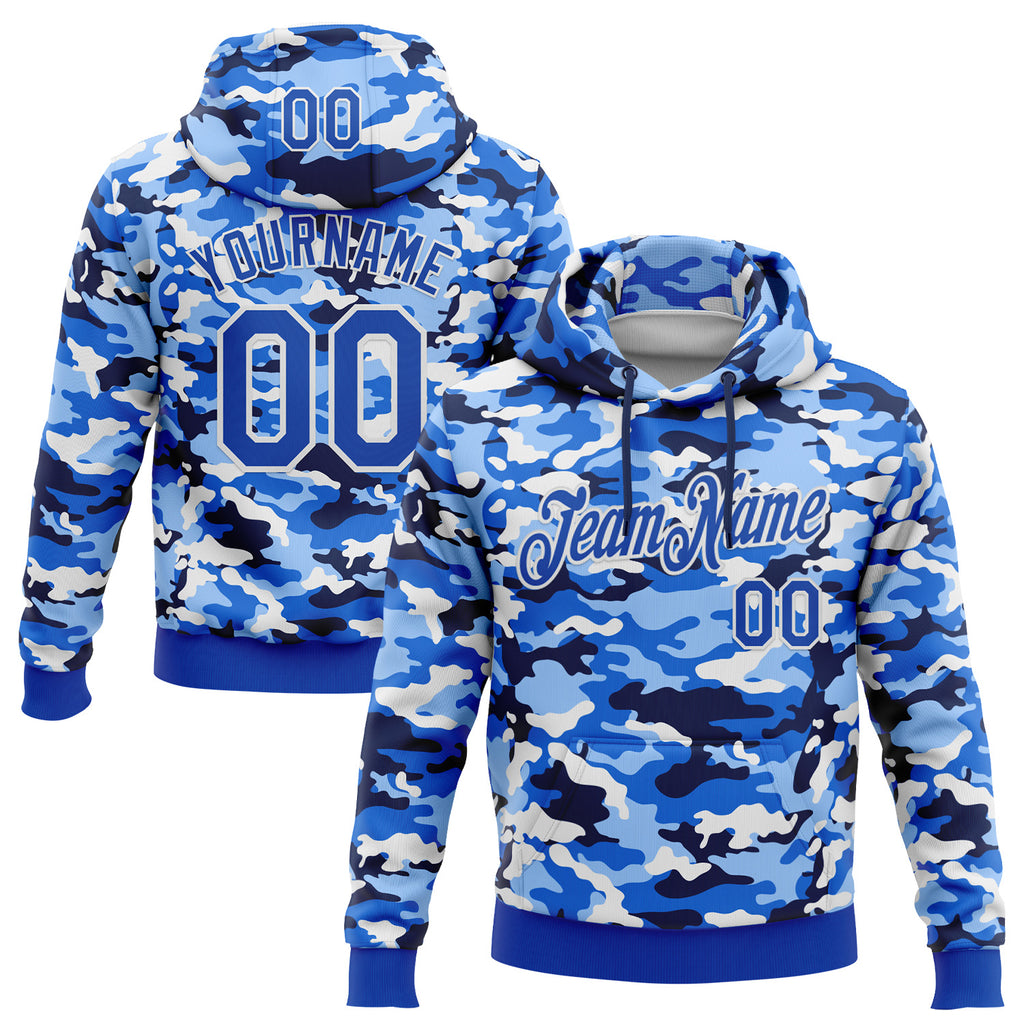 Custom Stitched Camo Thunder Blue-White Salute To Service Pullover Sweatshirt Hoodie