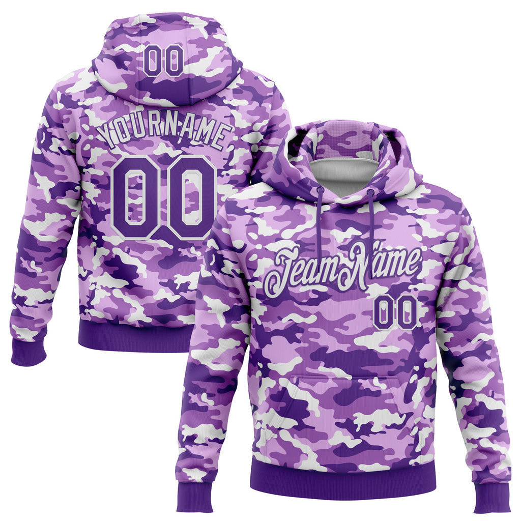 Custom Stitched Camo Purple-White Salute To Service Pullover Sweatshirt Hoodie
