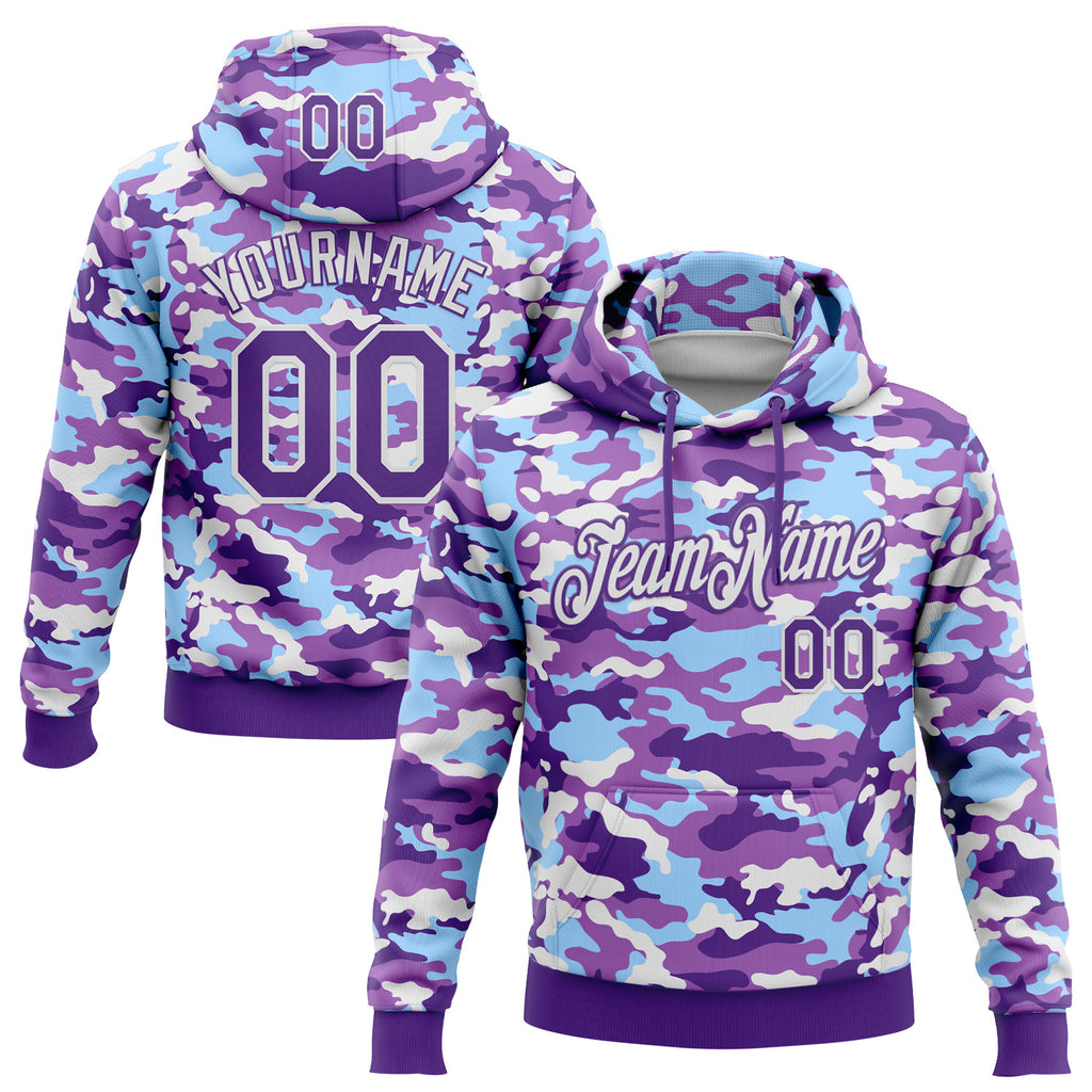 Custom Stitched Camo Purple-White Salute To Service Pullover Sweatshirt Hoodie