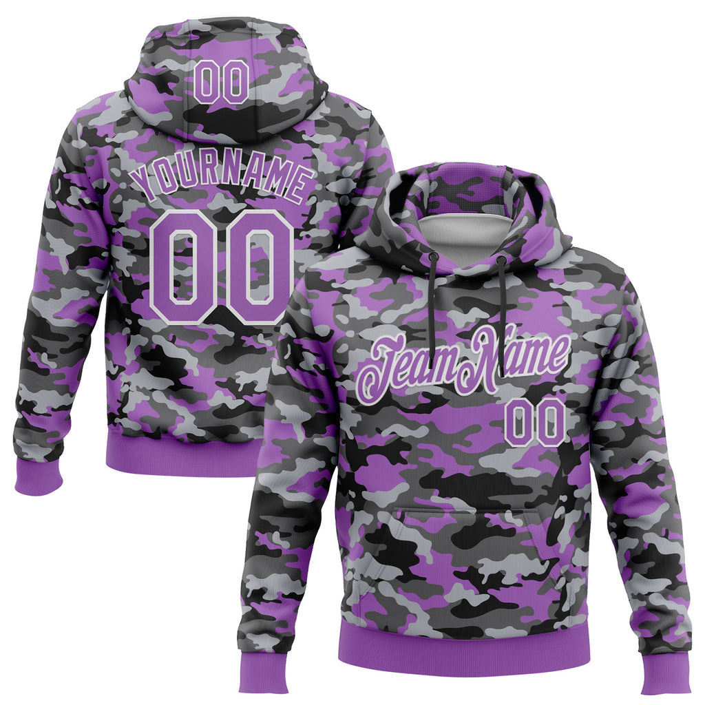Custom Stitched Camo Medium Purple-White Salute To Service Pullover Sweatshirt Hoodie