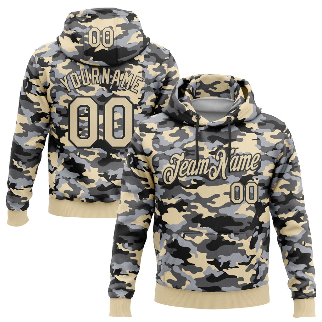 Custom Stitched Camo Cream-Black Salute To Service Pullover Sweatshirt Hoodie