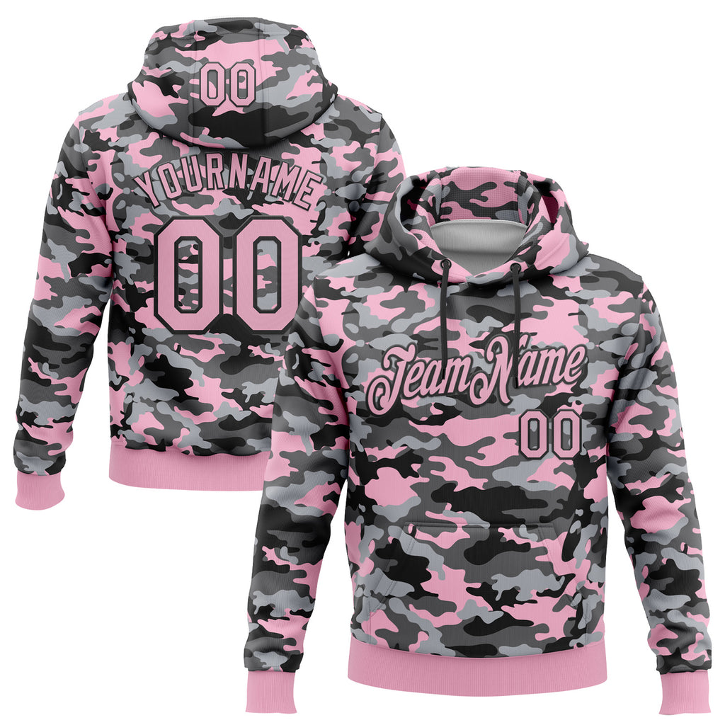 Custom Stitched Camo Light Pink-Black Salute To Service Pullover Sweatshirt Hoodie