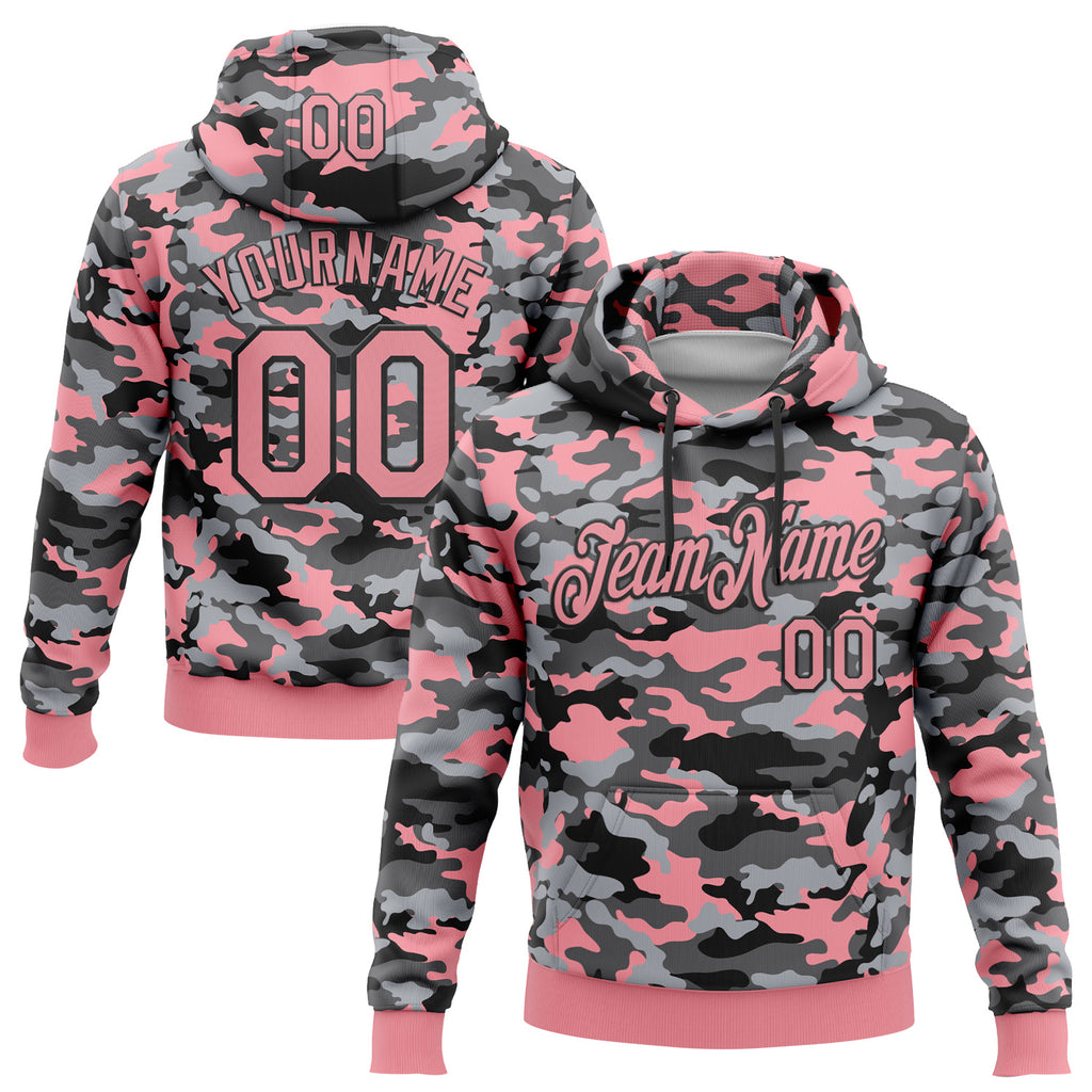 Custom Stitched Camo Medium Pink-Black Salute To Service Pullover Sweatshirt Hoodie