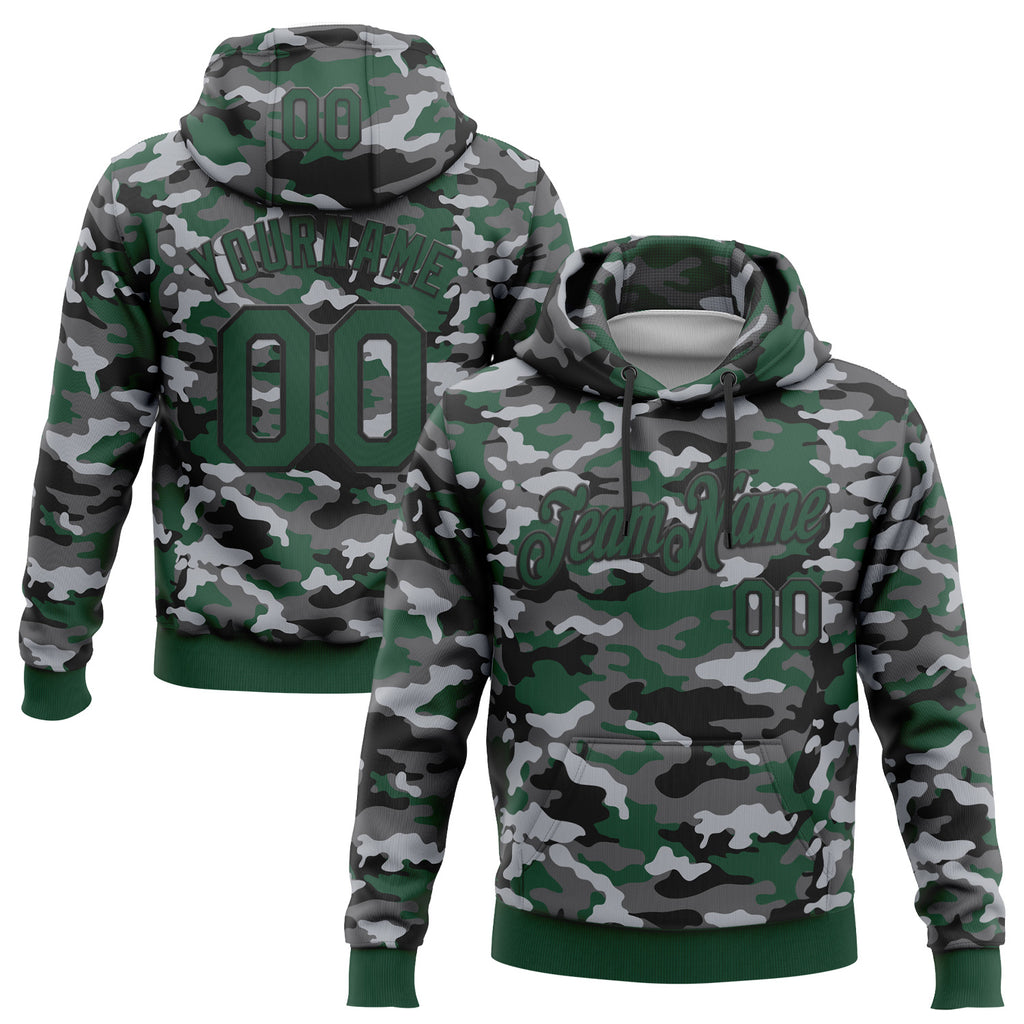 Custom Stitched Camo Green-Black Salute To Service Pullover Sweatshirt Hoodie