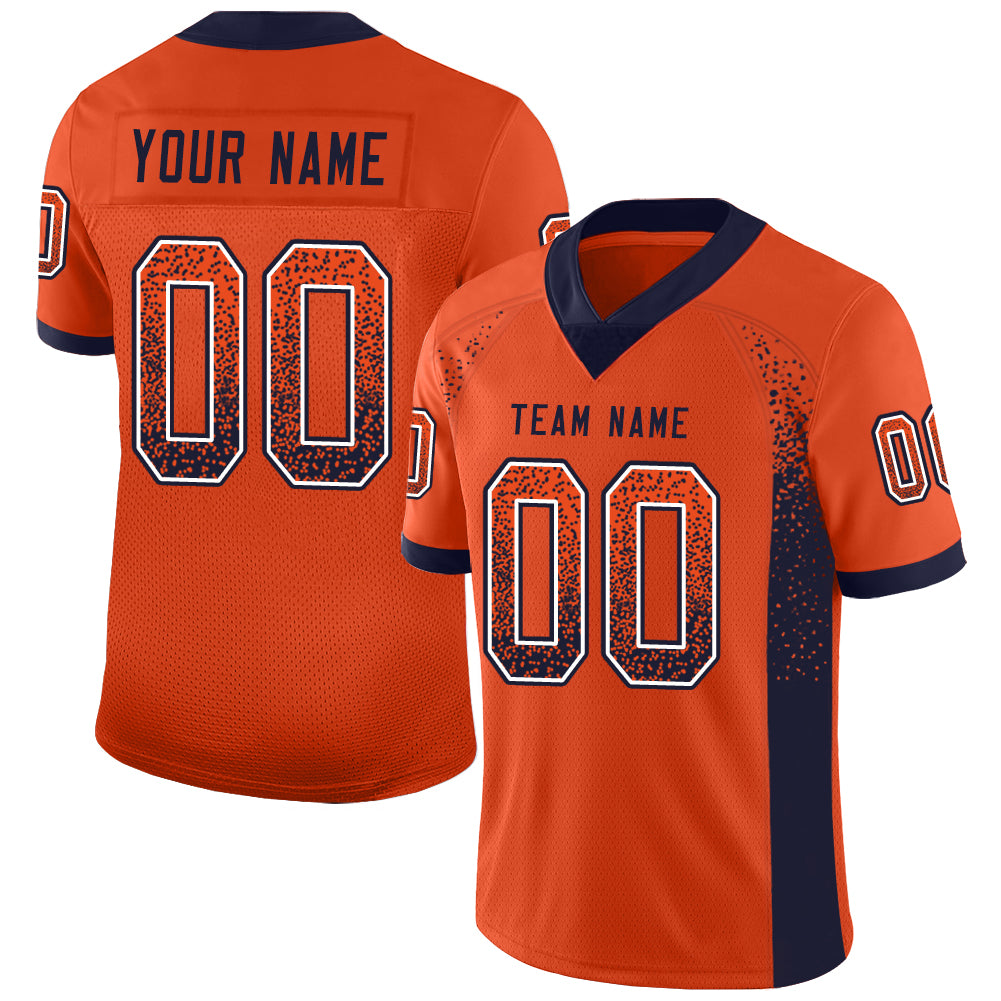 Custom Orange Navy-White Drift Fashion Football Jersey