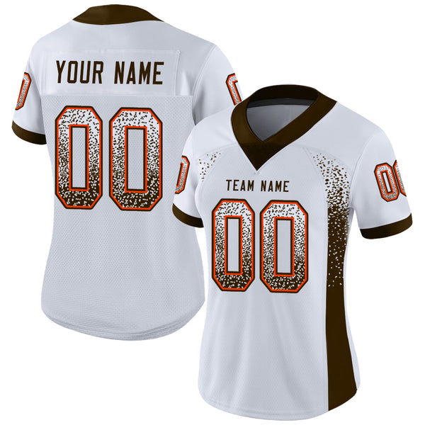 Custom White Brown-Orange Drift Fashion Football Jersey