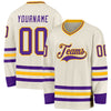Custom Cream Purple-Gold Hockey Jersey