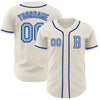 Custom Cream Light Blue-Royal Authentic Baseball Jersey