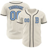 Custom Cream Light Blue-Black Authentic Baseball Jersey