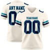 Custom Cream Navy-Teal Authentic Football Jersey
