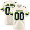 Custom Cream Navy-Neon Green Authentic Football Jersey