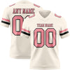 Custom Cream Medium Pink-Black Authentic Football Jersey
