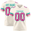 Custom Cream Pink-Aqua Authentic Football Jersey