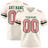 Custom Cream Medium Pink-Green Authentic Football Jersey