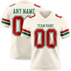 Custom Cream Red-Kelly Green Authentic Football Jersey