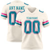 Custom Cream Teal-Pink Authentic Football Jersey