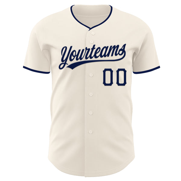 Custom Cream Navy Authentic Baseball Jersey
