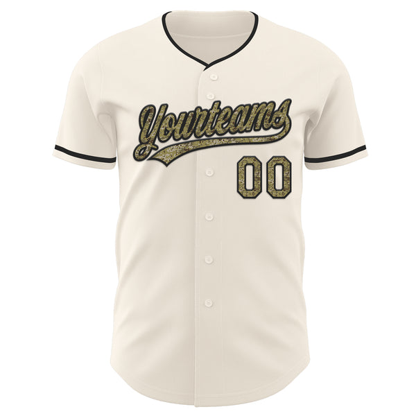 Custom Cream Camo-Black Authentic Baseball Jersey
