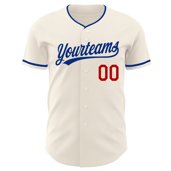 Custom Cream Royal-Red Authentic Baseball Jersey