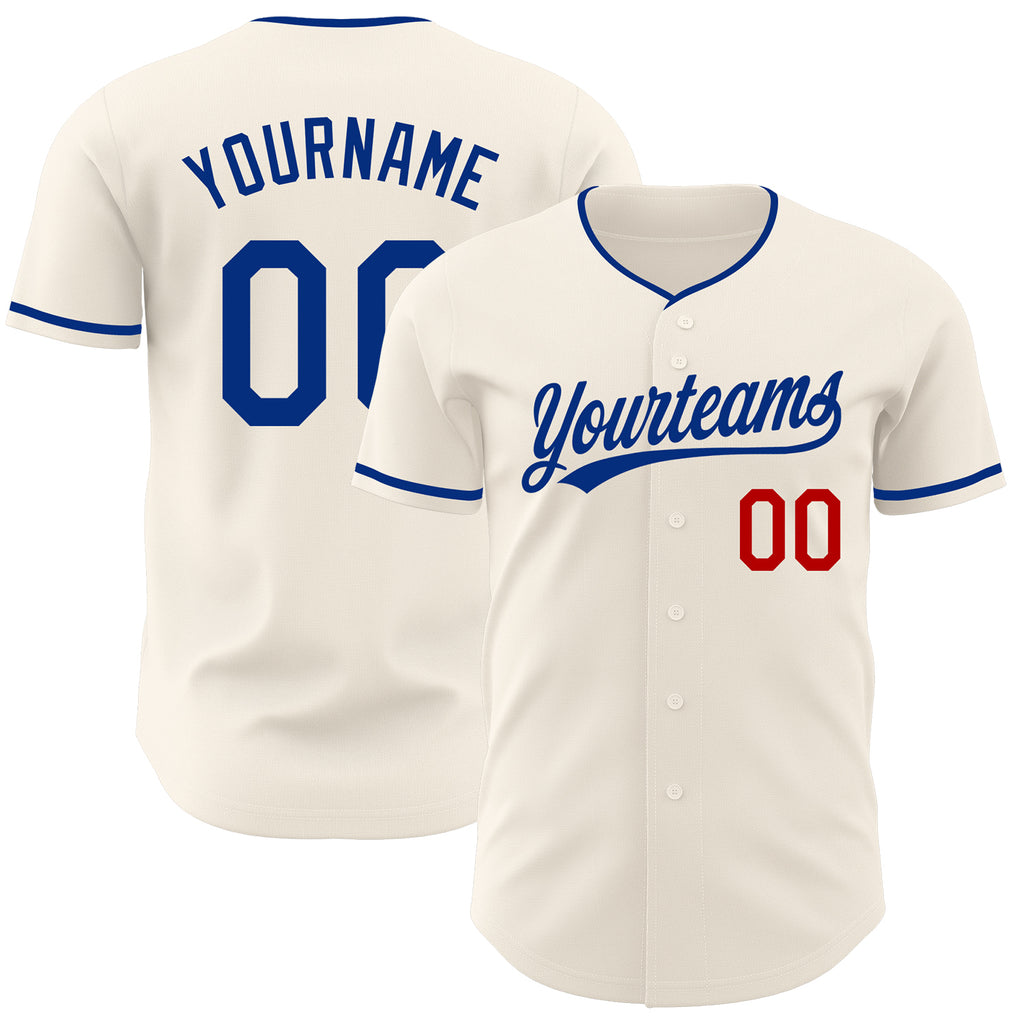 Custom Cream Royal-Red Authentic Baseball Jersey