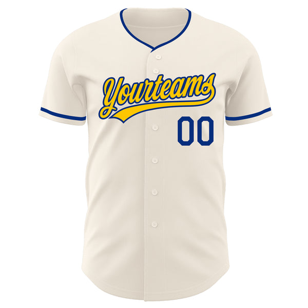 Custom Cream Yellow-Royal Authentic Baseball Jersey