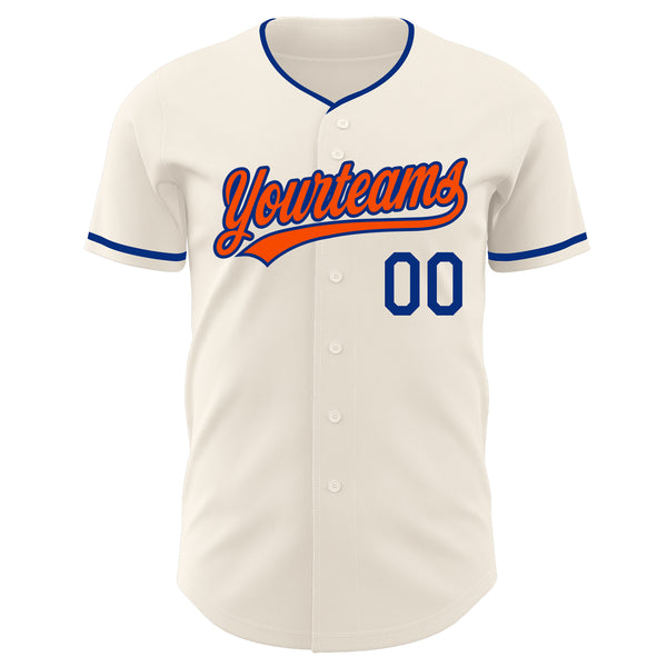 Custom Cream Orange-Royal Authentic Baseball Jersey