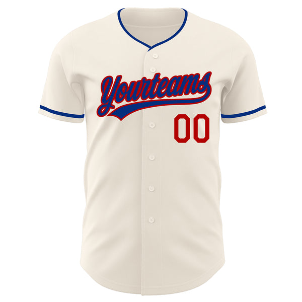 Custom Cream Royal-Red Authentic Baseball Jersey