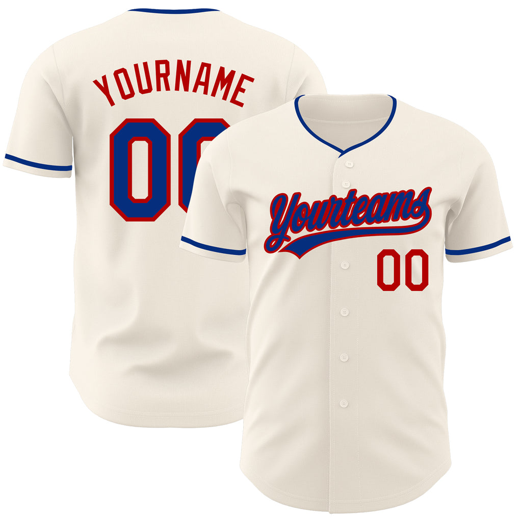 Custom Cream Royal-Red Authentic Baseball Jersey