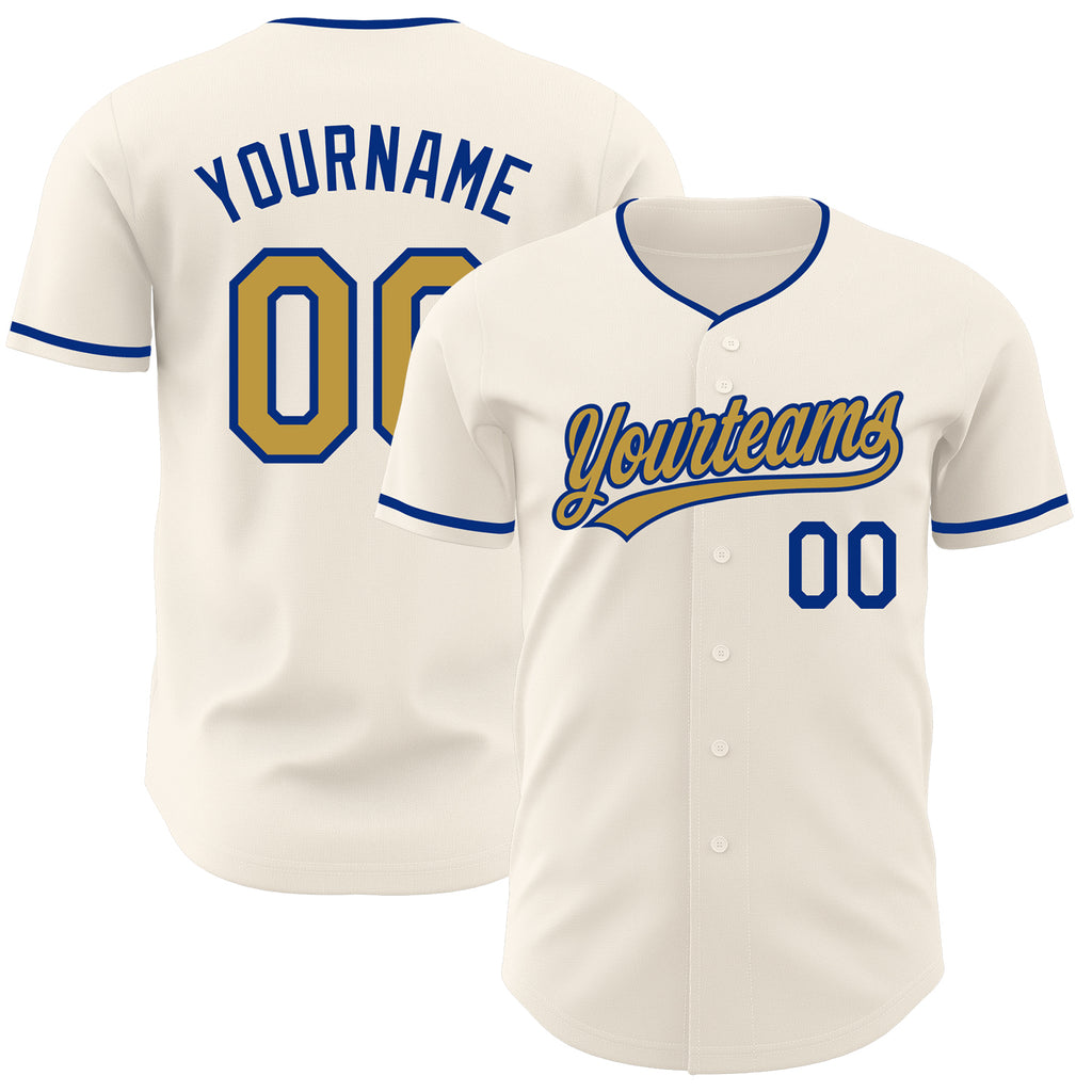 Custom Cream Old Gold-Royal Authentic Baseball Jersey