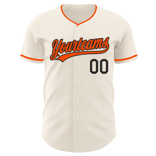 Custom Cream Orange-Black Authentic Baseball Jersey
