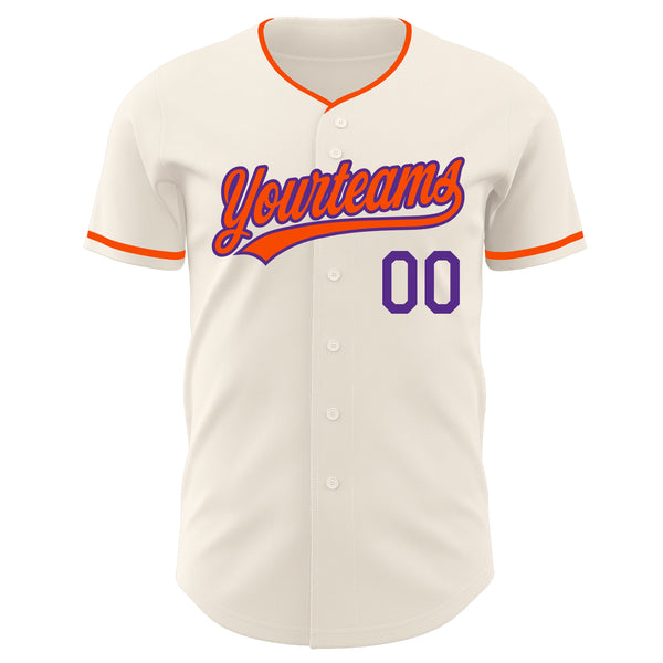 Custom Cream Orange-Purple Authentic Baseball Jersey