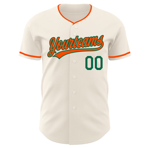 Custom Cream Orange-Kelly Green Authentic Baseball Jersey