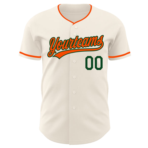 Custom Cream Orange-Green Authentic Baseball Jersey
