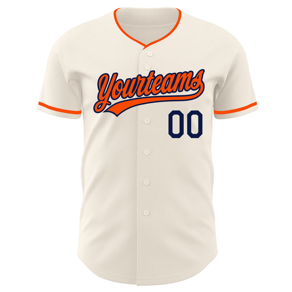 Custom Cream Orange-Navy Authentic Baseball Jersey