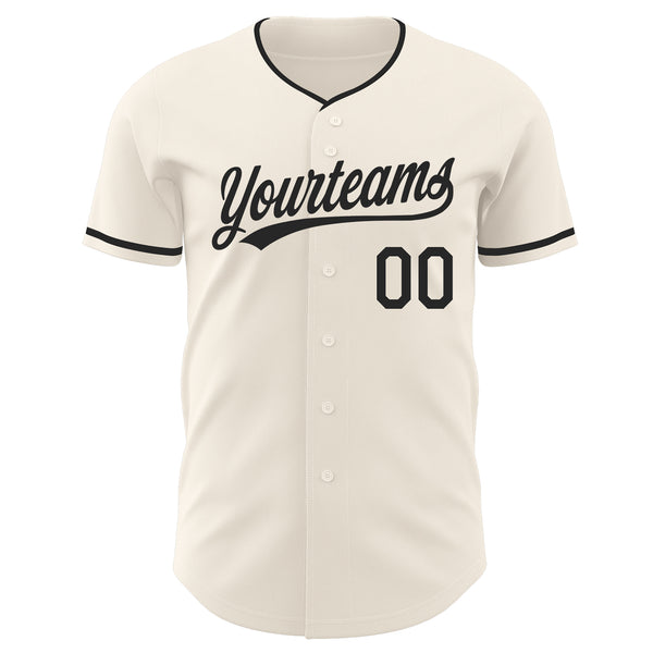 Custom Cream-Black Authentic Baseball Jersey