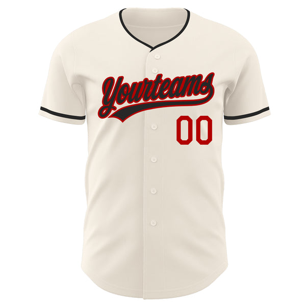 Custom Cream Black-Red Authentic Baseball Jersey