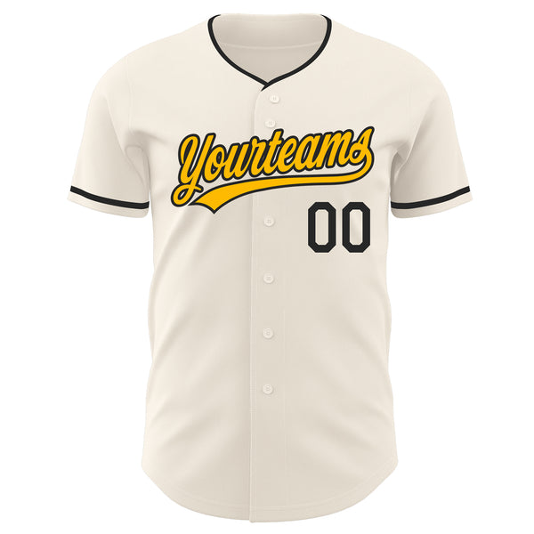 Custom Cream Gold-Black Authentic Baseball Jersey