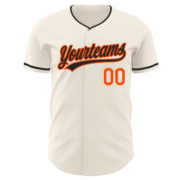Custom Cream Black-Orange Authentic Baseball Jersey
