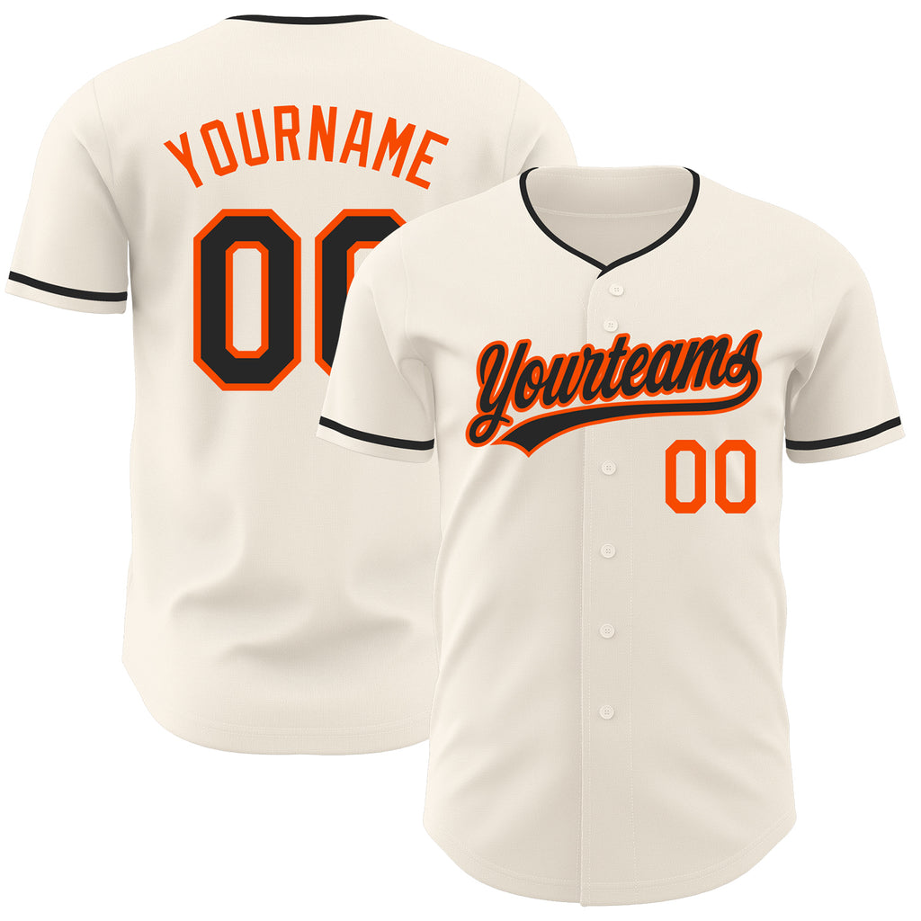 Custom Cream Black-Orange Authentic Baseball Jersey
